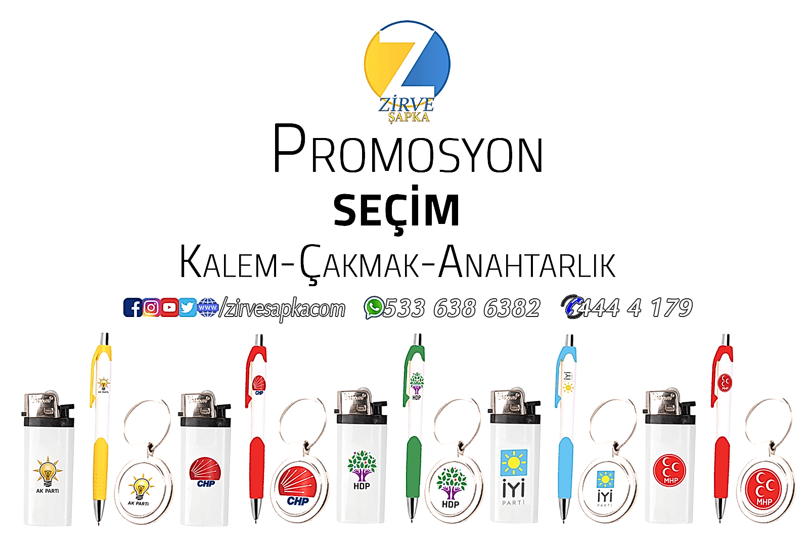 Promosyon Seçim Kalem Çakmak ve Anahtarlıkları